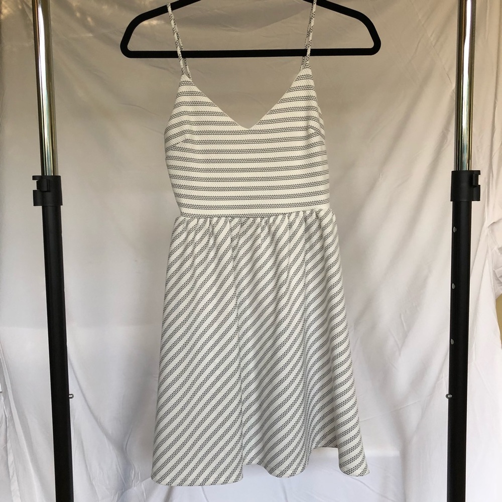 Cream and black stripped tank dress